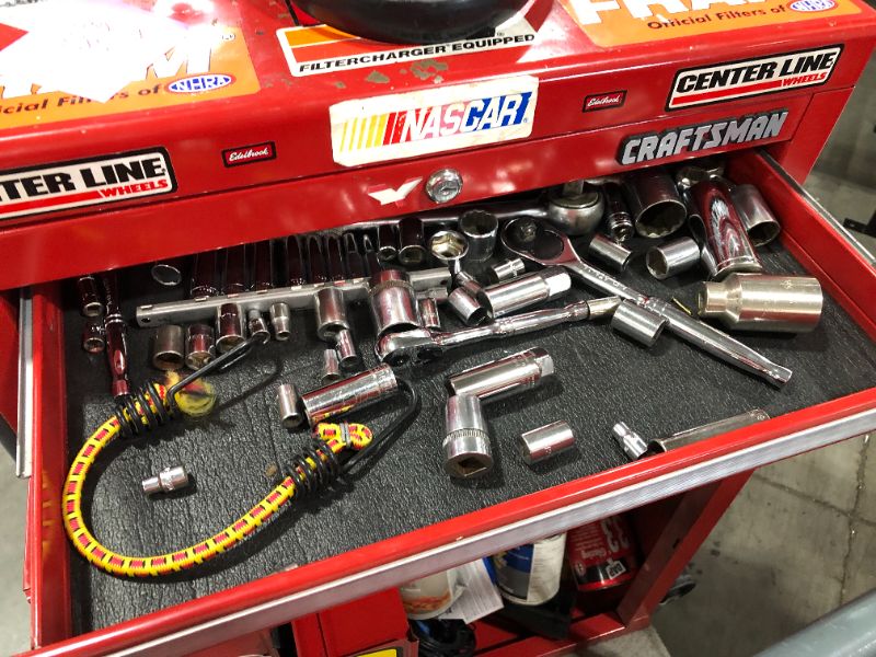 Photo 9 of 2 PC RED TOOLBOX SET WITH PREOWNED TOOLS AND MERCHANDISE, SOLD AS IS WITH ITEMS PICTURED