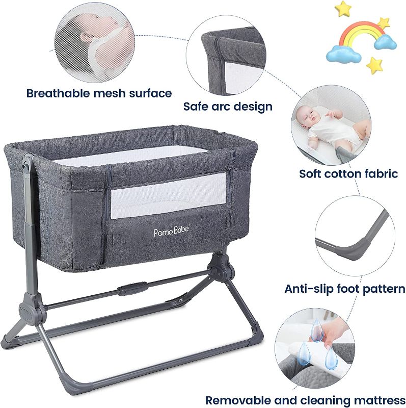 Photo 1 of Baby Bedside Bassinet Crib - Quick Foldable & Portable Bedside Sleeper Without Assembly for Infant | Newborn Baby Boy & Girl Pamo Babe
