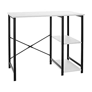 Photo 1 of Amazon Basics Classic Home Office Computer Desk With Shelves - 29.5 x 19.6 x 35.5 Inches, White