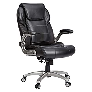 Photo 1 of AmazonCommercial Ergonomic High-Back Bonded Leather Executive Chair with Flip-Up Arms and Lumbar Support