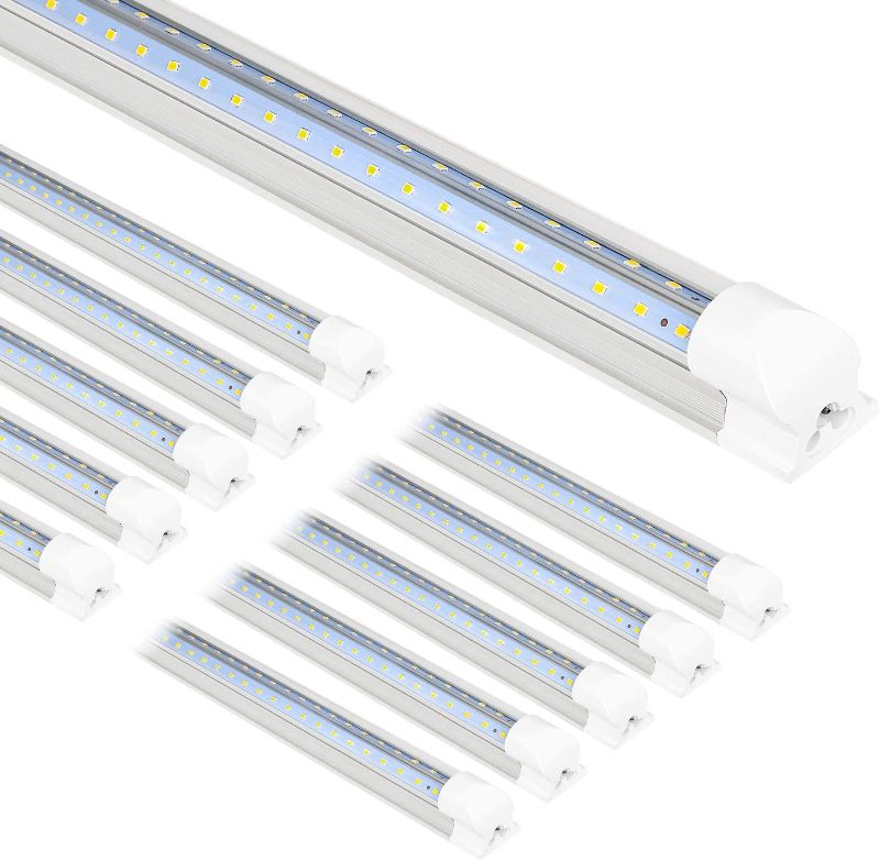 Photo 1 of 8FT LED Shop Light, V Shape Integrated T8 LED Tube Light,10000LM, 80W, 5000K Daylight, 8 Foot Linkable Shop Lights with Built-in ON/Off Switch for Warehouse, Workshop, ETL, 10 Pack
