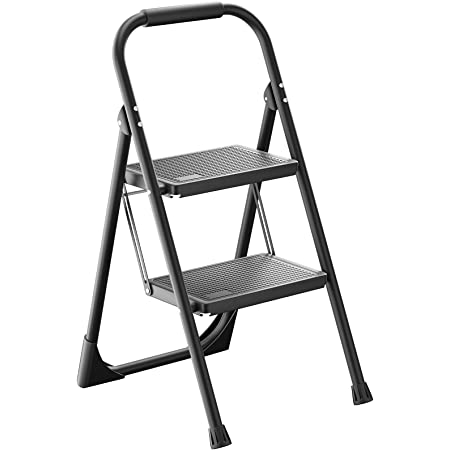 Photo 1 of ALPURLAD Step Ladder 2 Step Stool Folding Step Stools for Adults with Handgrip & Anti-Slip Sturdy and Wide Pedal 330lbs Stepladder Multi-Use for Household & Office Foldable Step Stool
