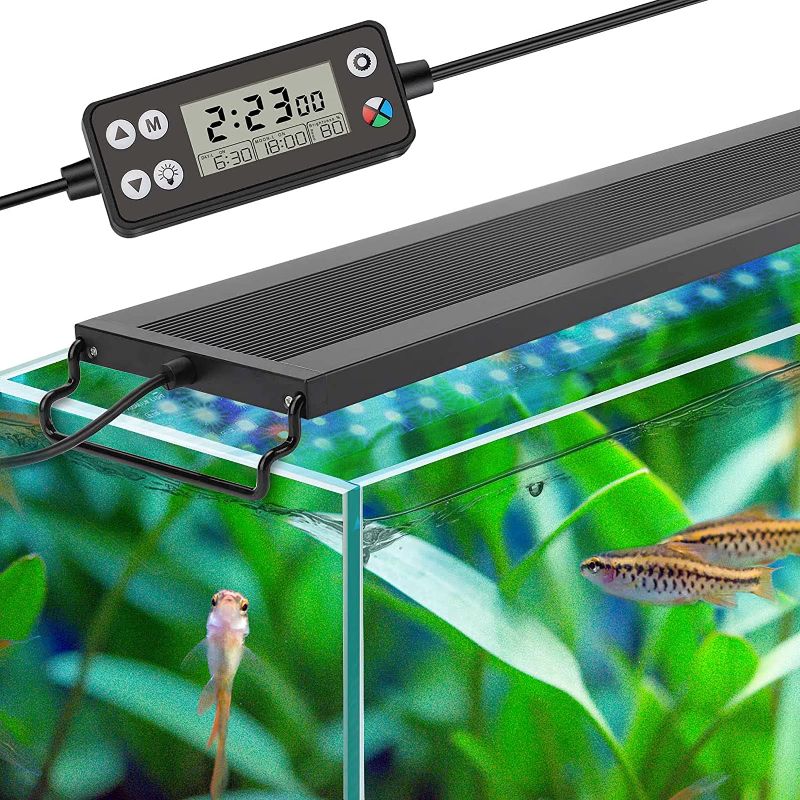 Photo 1 of hygger Auto On Off LED Aquarium Light, Full Spectrum Fish Tank Light with LCD Monitor, 24/7 Lighting Cycle, 7 Colors, Adjustable Timer, IP68 Waterproof, 3 Modes for 36"-42" Freshwater Planted Tank
