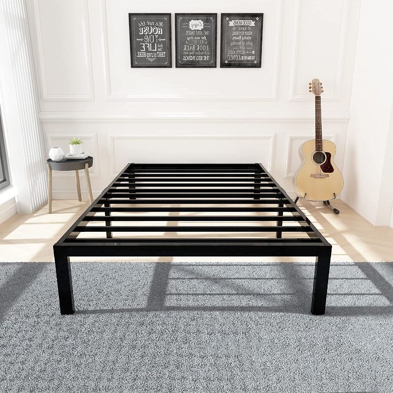 Photo 1 of 45MinST 3600lbs Heavy Duty Bed Frame,14 Inch Sturdy Steel Slat Mattress Foundation, Metal Reinforced Platform Box Spring Replacement, Easy Assembly with Quick Lock, Twin

