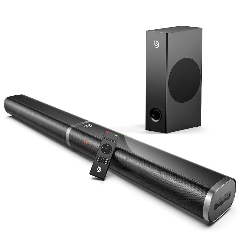 Photo 1 of Bomaker Tapio III Soundbar, 5 Bass Surround Sound Soundbar, 2.1 CH Home Audio Surround Sound Speaker System with Wireless Bluetooth 5.0 for 4K & HD TV, Optical/AUX/USB/ARC HDMI
