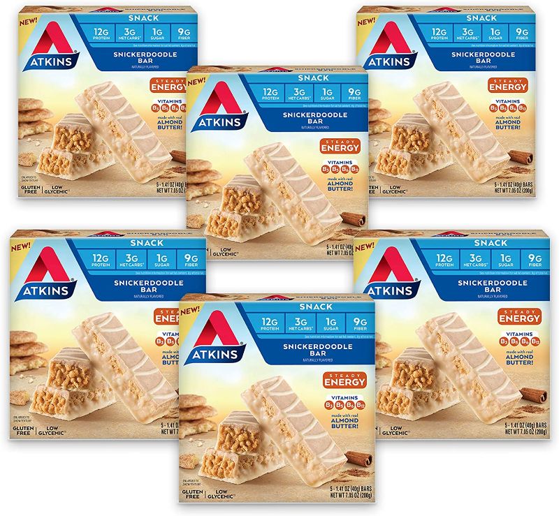 Photo 1 of Atkins Snack Bar, Snickerdoodle, Made with B Vitamins and Real Almond Butter, Naturally Flavored, Keto Friendly, and Gluten Free (30 Bars)

