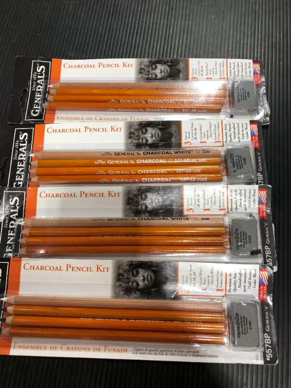 Photo 2 of GENERAL'S Charcoal Drawing Set, White/Black, Set of 4 Pencils and 1 Eraser - 321742
