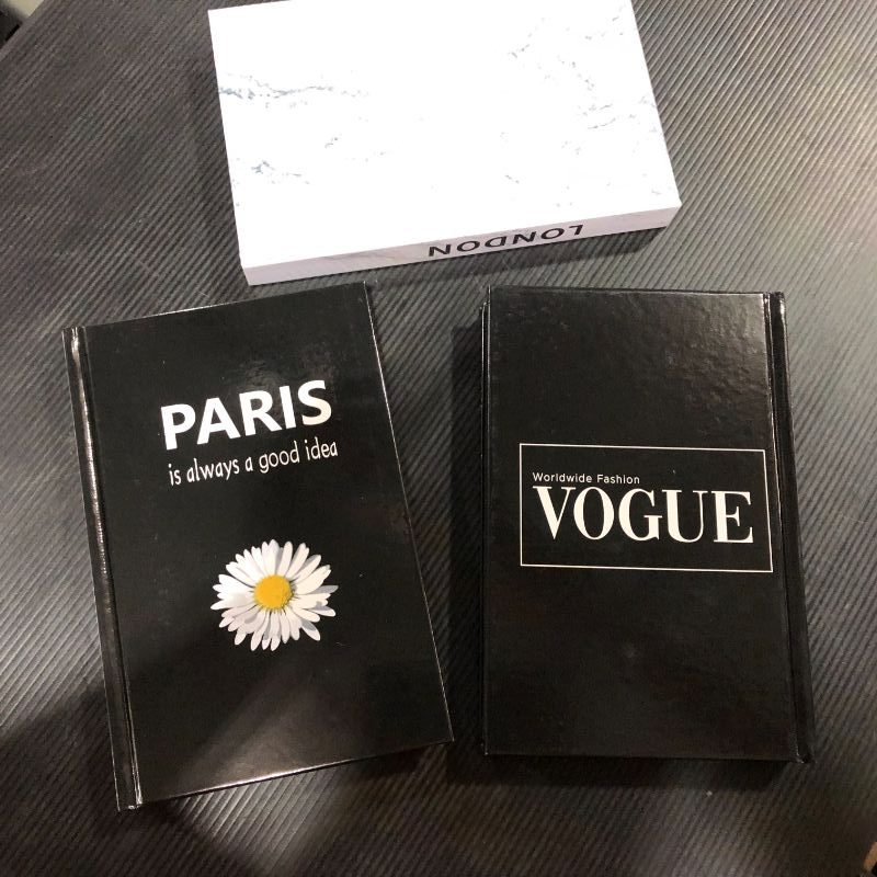 Photo 3 of 3 Piece Decorative Book, Black, White, and Gray Hardcover Modern Book, Fashion Design Book Set, Display for Coffee Tables,Shelves,Nightstand and More (Paris/London/Vogue)
