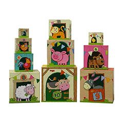 Photo 1 of HABA On the Farm Sturdy Cardboard Nesting & Stacking Cubes - Reinforcing Numbers 1 to 10