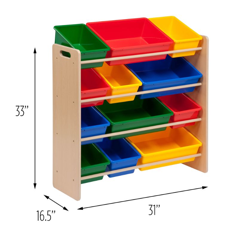 Photo 1 of Honey-Can-Do 12-Bin Storage Oraganizer for Kids with Removable Plastic Bins in Natural
