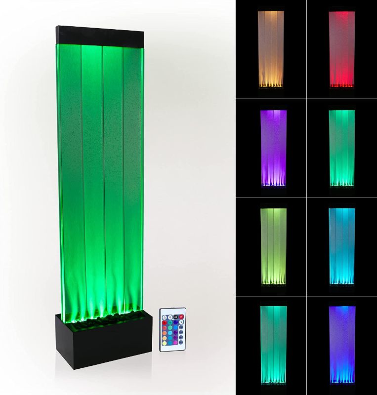 Photo 1 of Alpine Corporation MLT134BK Alpine 72" H Indoor Bubble Wall Color-Changing LED Lights and Remote, Black Fountains, Multicolor
