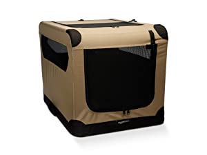 Photo 1 of AMAZON BASICS FOLDING PET CRATE, TAN