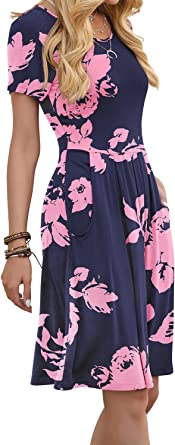 Photo 1 of DouBCQ Women's Casual Flowy Pleated Loose Dresses with Pockets
SIZE M 