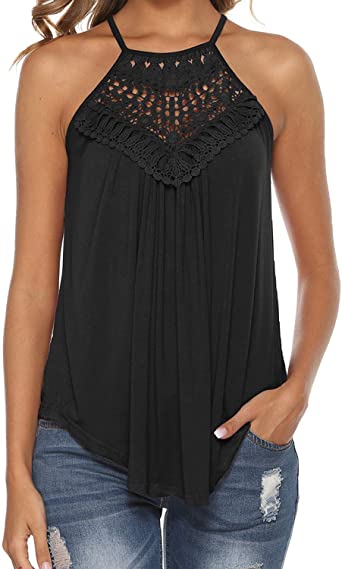 Photo 1 of Bluetime Women's Summer Halter Spaghetti Strap Lace Flowy Tank Tops Cami Shirts
SIZE M 