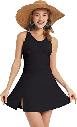 Photo 1 of BALEAF Women's High Neck Modest Swimdress One Piece Adjustable Straps Tummy Control Flowy Long Bathing Suit Dress with Brief
SIZE 38 