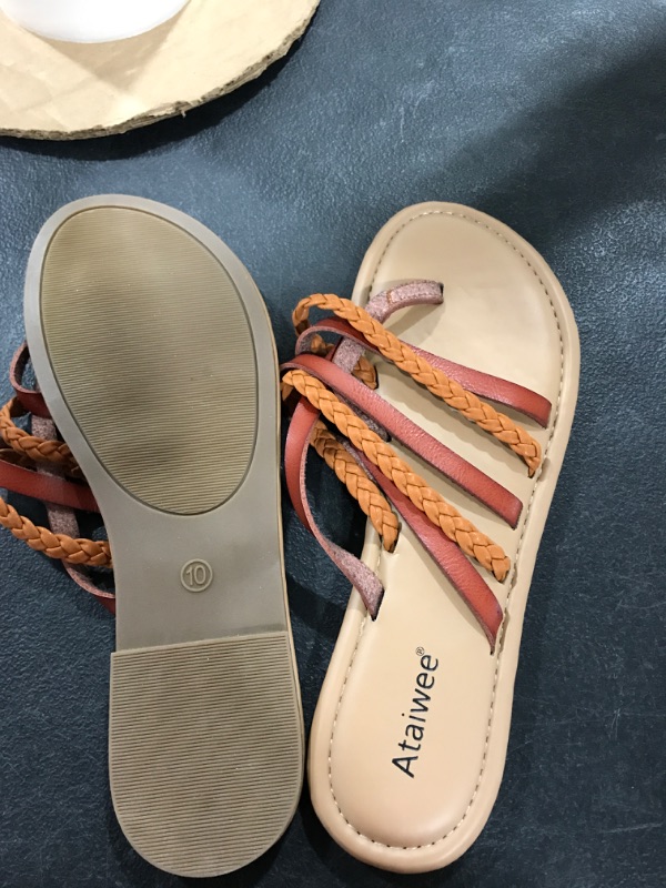 Photo 2 of Ataiwee Women's Slide Flat Sandals - Comfortable Slip On Plait Toe Thong Strappy Spring Summer Shoes.
SIZE 10