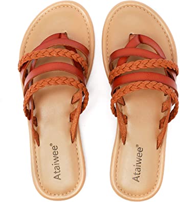 Photo 1 of Ataiwee Women's Slide Flat Sandals - Comfortable Slip On Plait Toe Thong Strappy Spring Summer Shoes.
SIZE 10