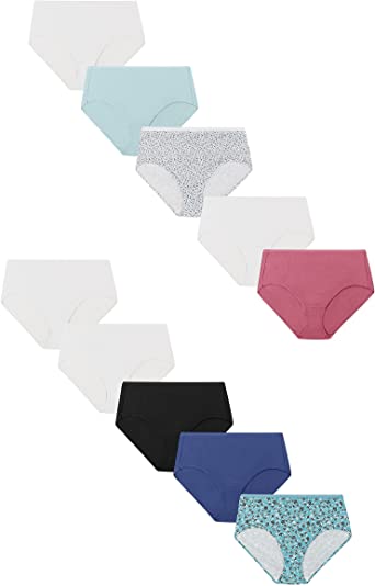 Photo 1 of Just My Size Women's Plus Size Cool Comfort Cotton Brief 10-Pack, Assorted, 10
SIZE 10