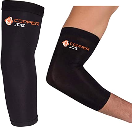 Photo 1 of 2 Pack - Copper Joe Recovery Elbow Compression Sleeve - Ultimate Copper Relief Elbow Brace for Arthritis, Golfers or Tennis Elbow and Tendonitis. Elbow Support Arm Sleeves For Men and Women (Large)
