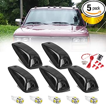 Photo 1 of 5 X Cab Marker Light, Smoke Lens Amber LED Cab Roof Running Lights w/Wiring Pack, Accessories Compatible with 1988-2002 Chevy/GMC C1500 C2500 C3500 K1500 K2500 K3500 Pickup Trucks
