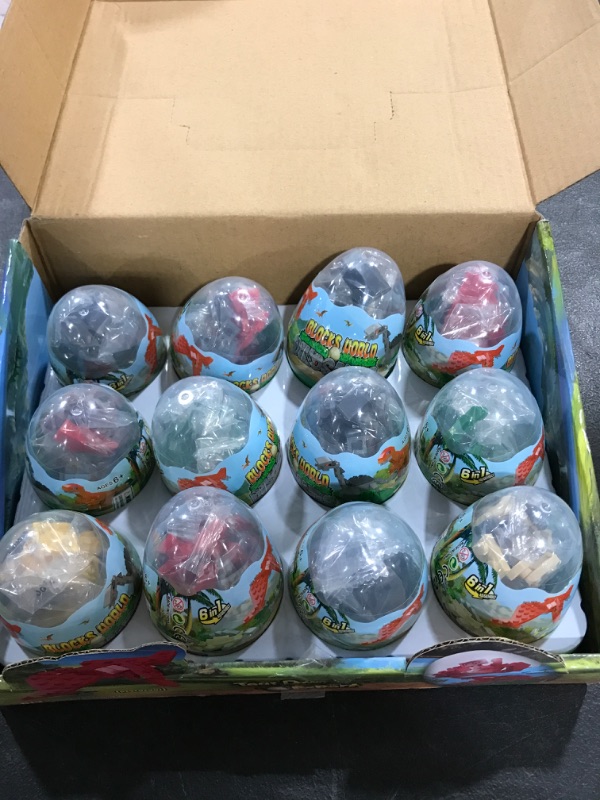 Photo 2 of 12pcs Easter Eggs Prefilled with mini toys Dinosaurs Building Blocks ---- new damage package 