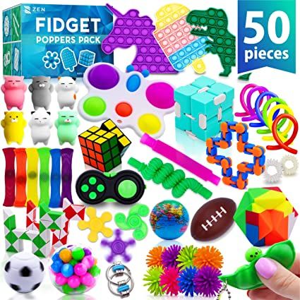 Photo 1 of (50 Pcs) Fidget Toys, Fidgets Pop Its Pack, Pop It Party Favors, Popitsfidgets Popit Figit Kids Gifts Small Mini Bulk Sensory Toys Girls, Autism ADHD Autistic Poppet Carnival Treasure Classroom Prizes
