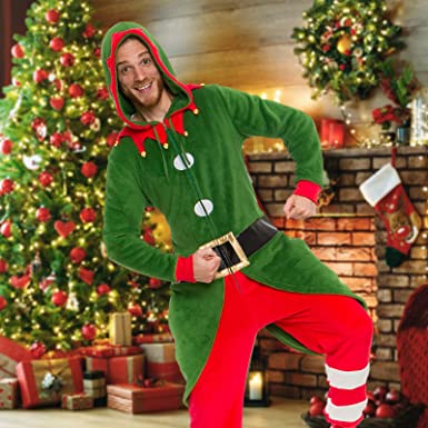 Photo 1 of Elf Christmas Costume Slim One Piece - Plush Novelty Holiday Jumpsuit by Silver Lilly
SIZE M