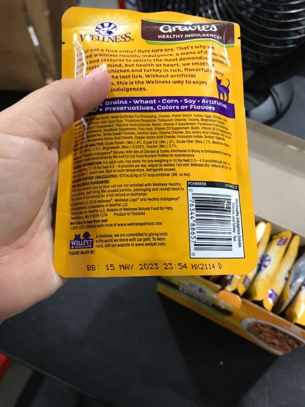 Photo 2 of BEST BY 15 MAY 2023 -Wellness Healthy Indulgence Grain-Free Wet Cat Food, Made with Natural Ingredients Proteins, Complete and Balanced Meal, 3 oz Pouches (Gravies, Morsels, & Shreds)
PACK OF 12 