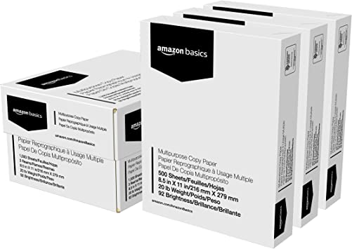 Photo 1 of AmazonBasics 92 Bright Multipurpose Copy Paper - 8.5 X 11 Inches, 10 Reams (5,000 Sheets)
