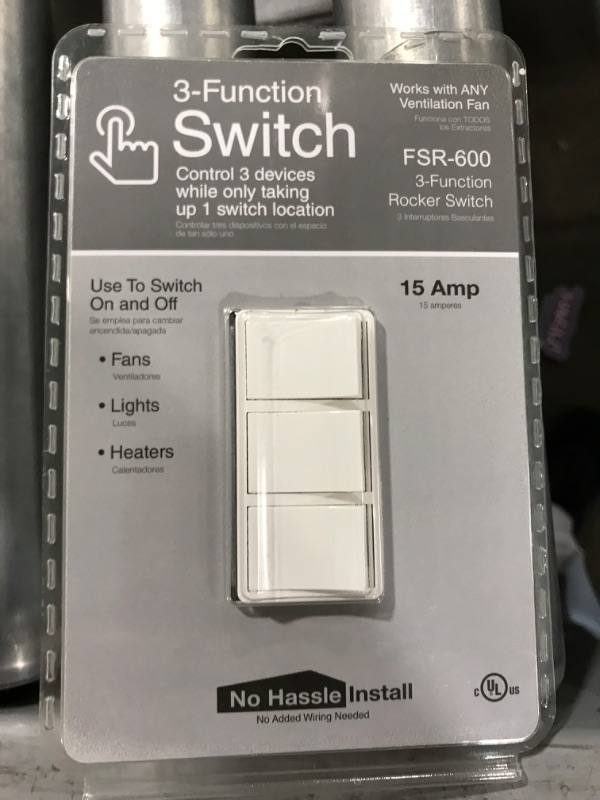 Photo 2 of 3-Function Rocker Combination Switch in White (120-Volt, 15 AMP)
