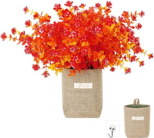 Photo 1 of Artificial Flowers Fake Flowers for Decoration (Orange Red 6pcs)
