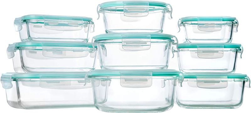 Photo 1 of Bayco Glass Storage Containers with Lids, 9 Sets Glass Meal Prep Containers Airtight, Glass Food Storage Containers, Glass Containers for Food Storage with Lids - BPA-Free & Leak Proof(Blue)
