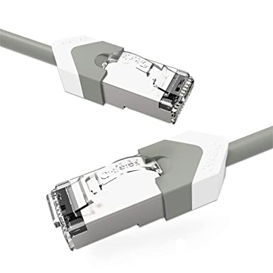 Photo 1 of iSelek Cat.7 STP Snagless RJ45 Network Ethernet Cable, Internet Ultra Slim Stranded Shielded LAN Wires, High Speed Networking Computer Patch Cord (2 Feet (2 Pcs/Bag), Grey-White)
