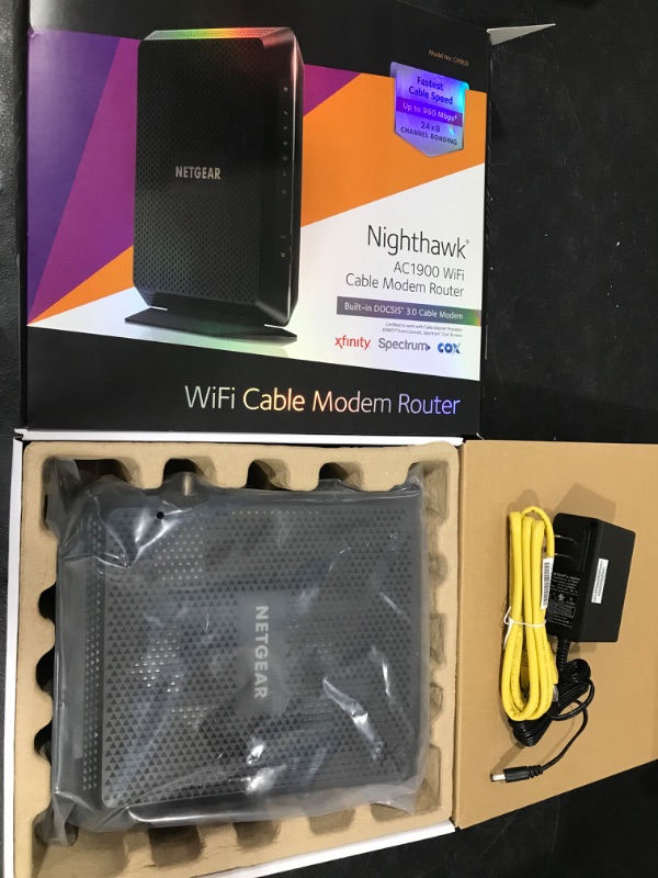 Photo 2 of AC1900 WiFi Cable Modem Router (C6900)
Nighthawk® DOCSIS® 3.0 1.9Gbps Two-in-one Cable Modem +WiFi Router