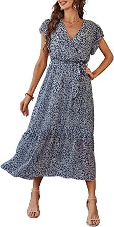 Photo 1 of PRETTYGARDEN Women's Floral Summer Dress Wrap V Neck Short Sleeve Belted Ruffle Hem A-Line Bohemian Maxi Dresses
SIZE X LARGE 