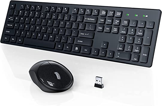 Photo 1 of Wireless Keyboard and Mouse, WisFox Full-Size Wireless Mouse and Keyboard Combo, 2.4GHz Silent USB Wireless Keyboard Mouse Combo for PC Desktops Computer, Laptops, Windows (Black)
