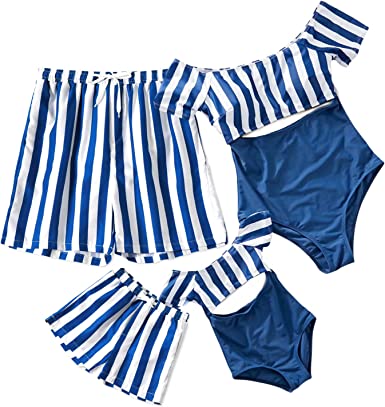 Photo 1 of IFFEI Family Matching Swimwear One Piece Bathing Suit Striped Hollow Out Monokini Mommy and Me Beachwear
SIZE 3-4T 