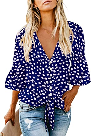 Photo 1 of Kancystore Womens Button Down V Neck Tie Knot Front Tops 3/4 Sleeve Chiffon Casual Blouse Shirts
SIZE X LARGE 