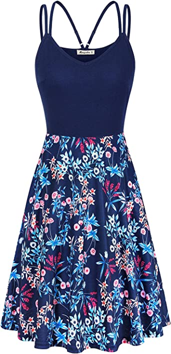 Photo 1 of Moyabo Women's V Neck Sleeveless Floral Double Spaghetti Strap Summer Casual Swing Dress with Pockets
SIZE 2XL