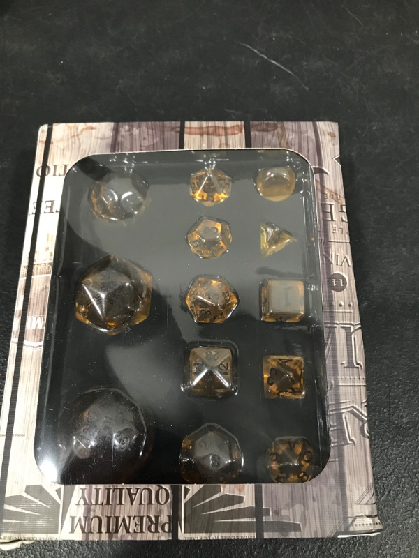 Photo 2 of BESCON DICE Amber Complete Polyhedral RPG Dice Set 13pcs D3-D100
