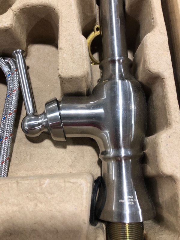 Photo 6 of AMERICAN STANDARD Marchand Single Handle Pull-Down Sprayer Kitchen Faucet in Stainless Steel. OPEN BOX. PRIOR USE. 
