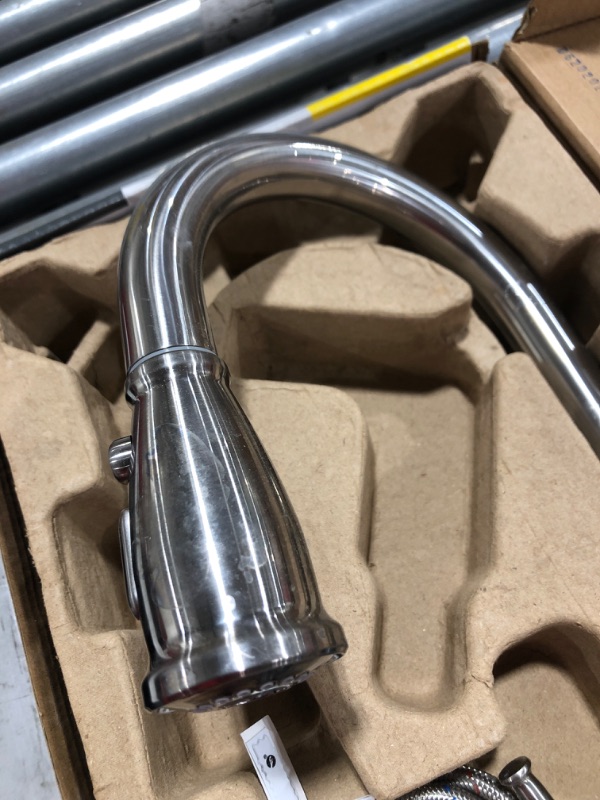 Photo 5 of AMERICAN STANDARD Marchand Single Handle Pull-Down Sprayer Kitchen Faucet in Stainless Steel. OPEN BOX. PRIOR USE. 
