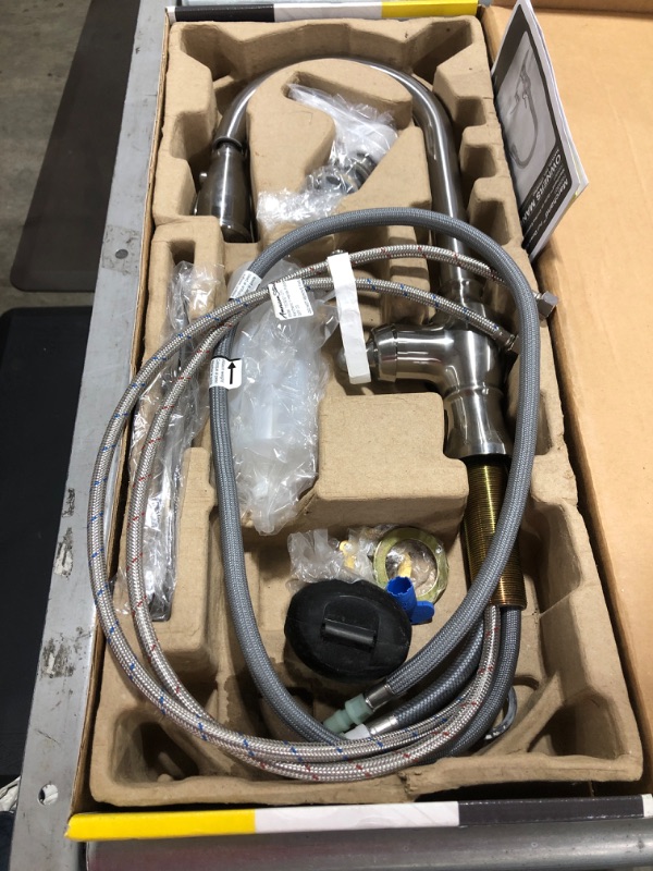 Photo 1 of AMERICAN STANDARD Marchand Single Handle Pull-Down Sprayer Kitchen Faucet in Stainless Steel. OPEN BOX. PRIOR USE.
