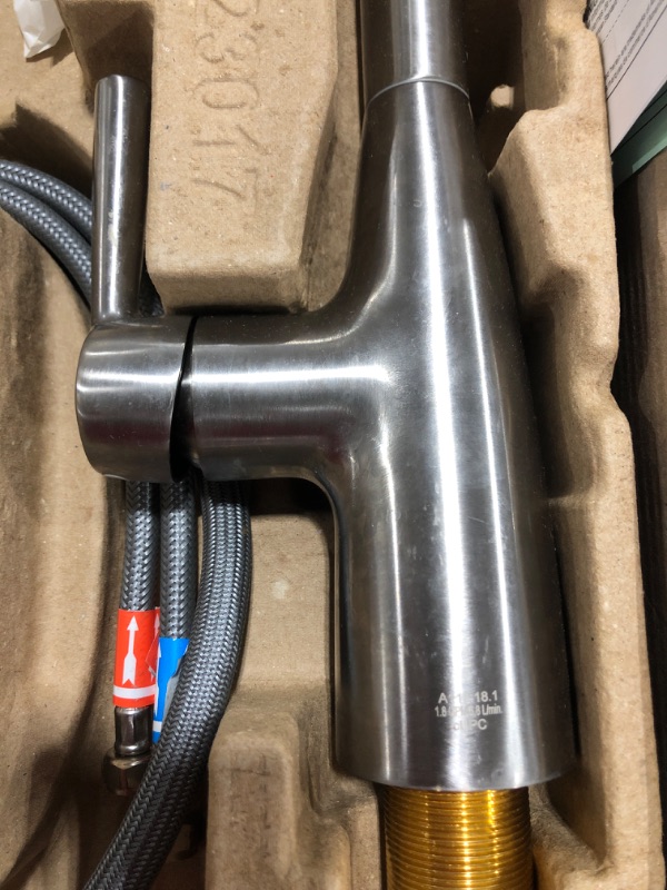 Photo 1 of AMERICAN STANDARD Fairbury 2S Single-Handle Pull-Down Sprayer Kitchen Faucet in Stainless Steel. OPEN BOX. PRIOR USE. 
