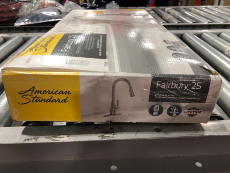 Photo 1 of AMERICAN STANDARD Fairbury 2S Single-Handle Pull-Down Sprayer Kitchen Faucet in Stainless Steel. OPEN BOX. PRIOR USE.

