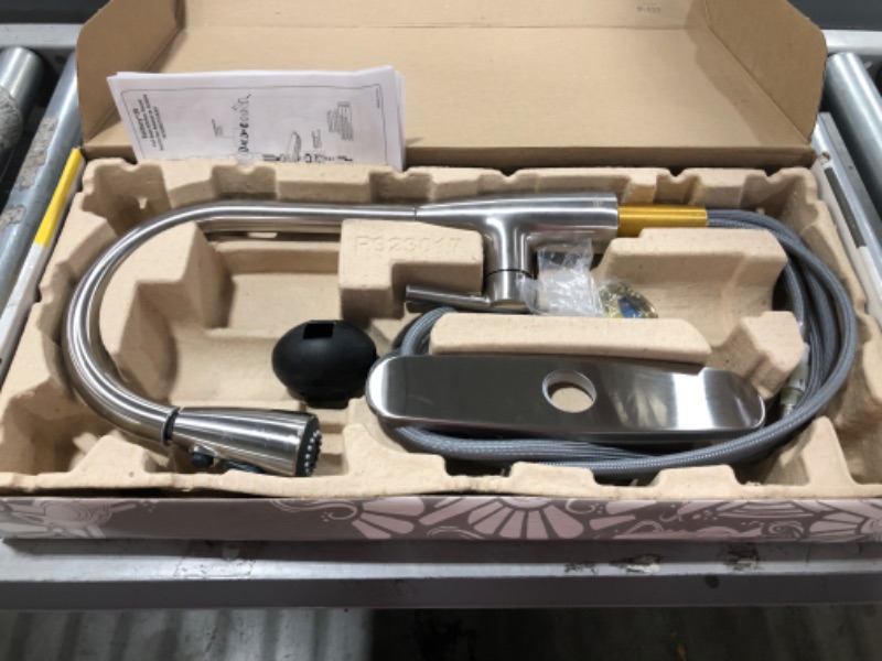 Photo 1 of AMERICAN STANDARD Fairbury 2S Single-Handle Pull-Down Sprayer Kitchen Faucet in Stainless Steel. OPEN BOX. PRIOR USE.
