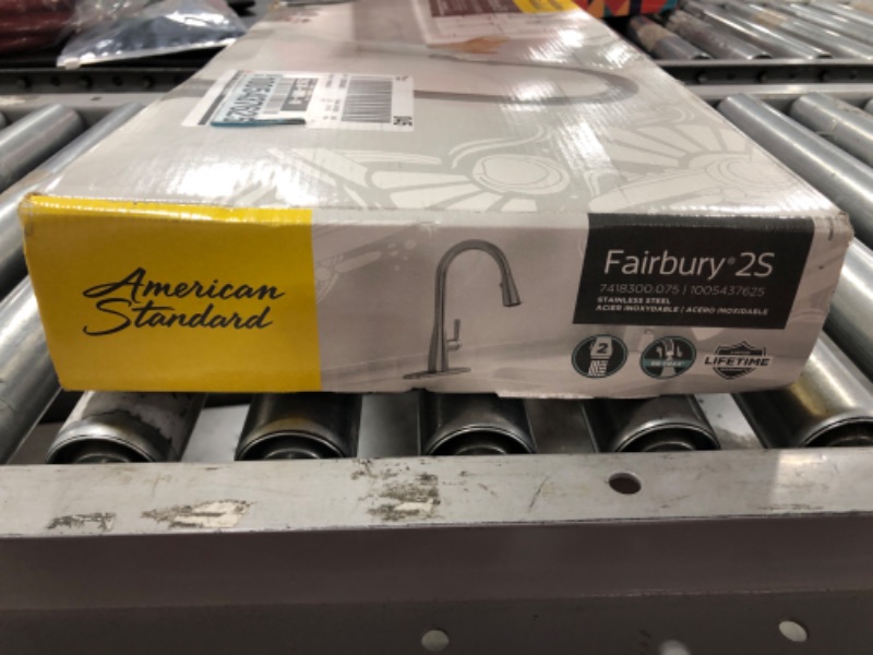 Photo 7 of AMERICAN STANDARD Fairbury 2S Single-Handle Pull-Down Sprayer Kitchen Faucet in Stainless Steel. OPEN BOX. PRIOR USE. 
