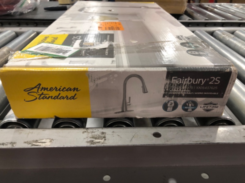 Photo 7 of AMERICAN STANDARD Fairbury 2S Single-Handle Pull-Down Sprayer Kitchen Faucet in Stainless Steel. OPEN BOX. 
