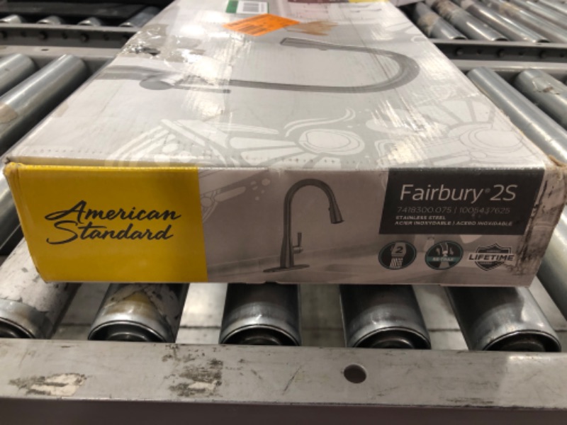 Photo 7 of AMERICAN STANDARD Fairbury 2S Single-Handle Pull-Down Sprayer Kitchen Faucet in Stainless Steel. OPEN BOX. PRIOR USE.
