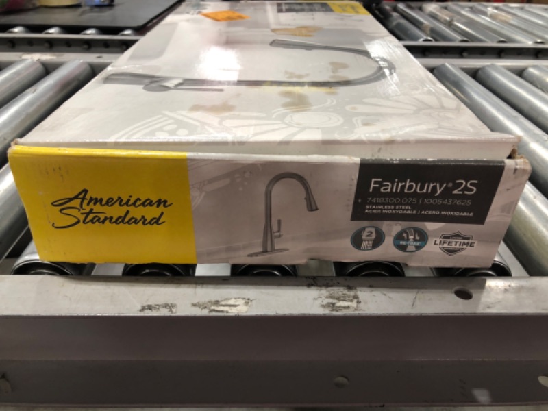 Photo 7 of AMERICAN STANDARD Fairbury 2S Single-Handle Pull-Down Sprayer Kitchen Faucet in Stainless Steel. OPEN BOX. PRIOR USE.
